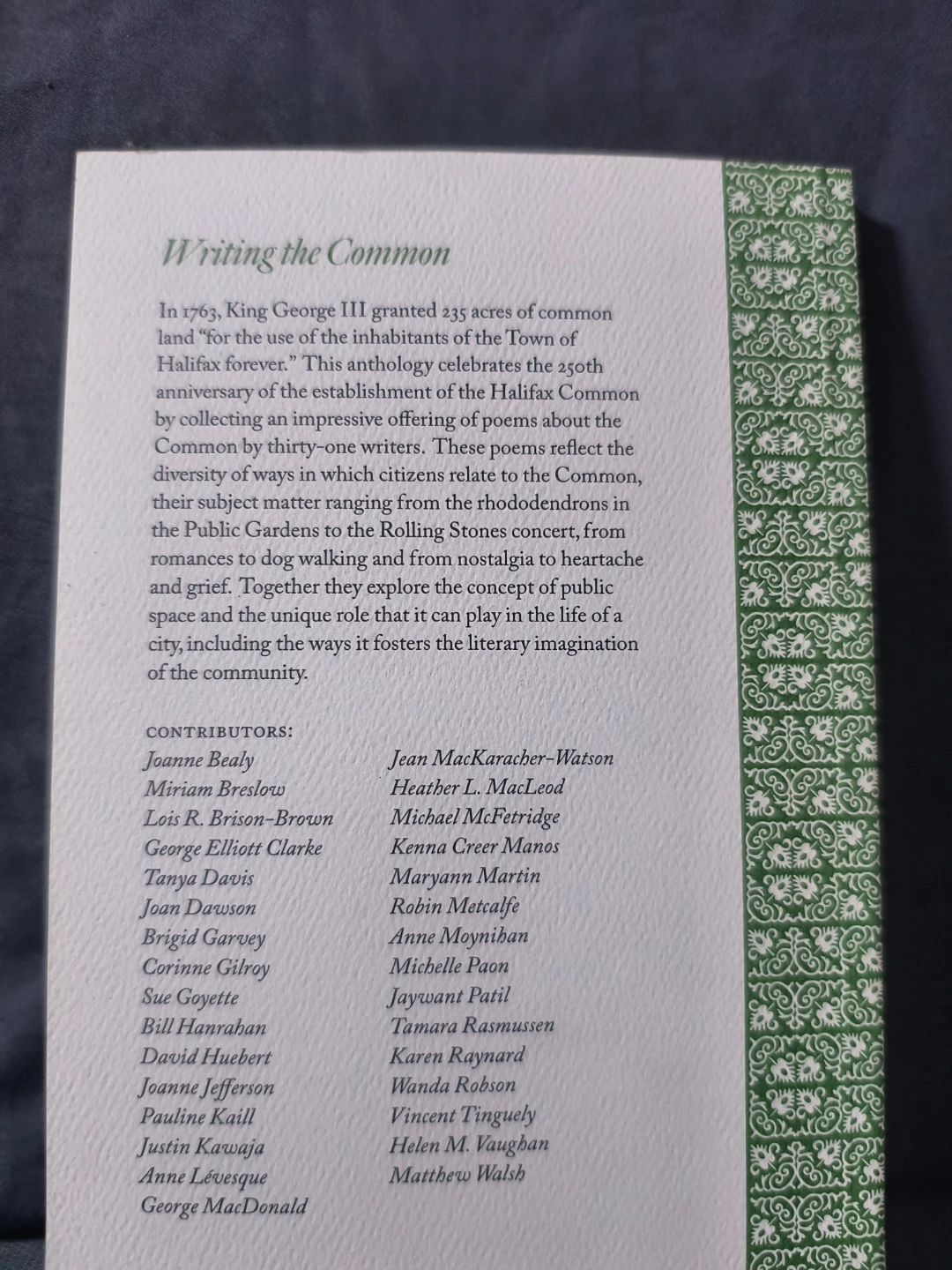 Writing the Common: Poetry Commemorating the Halifax Commons - photo 3