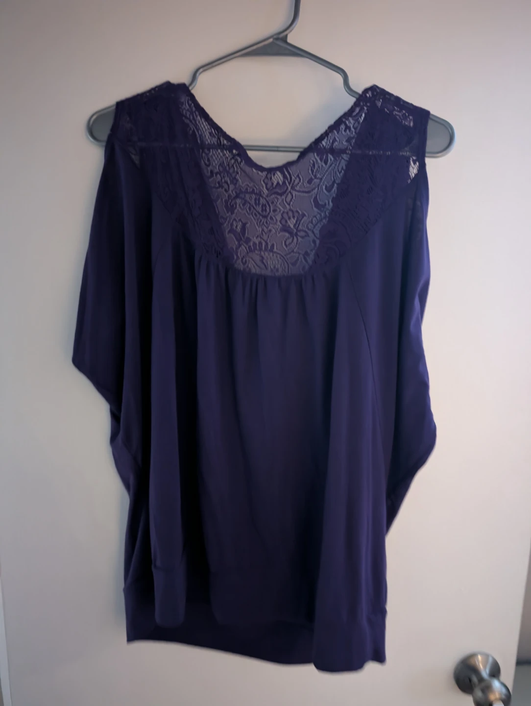 Women's Purple Cold Shoulder Lace Top - photo 2