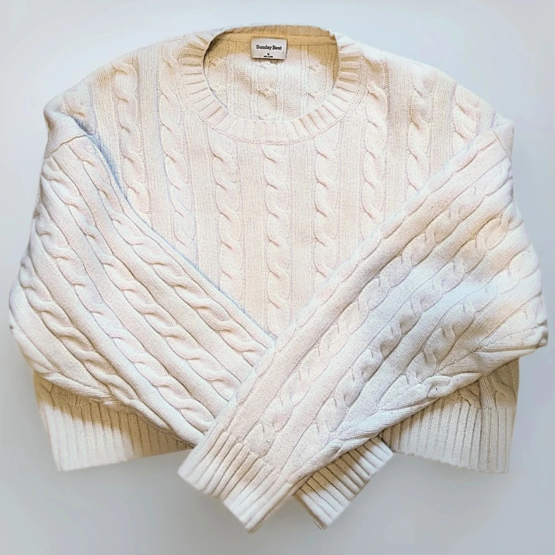 Aritzia cropped Sunday Best Peggy Cable Knit crewneck Sweater - photo 4