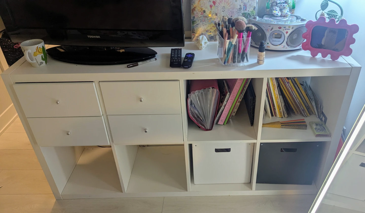 IKEA kallax white with drawers and boxes