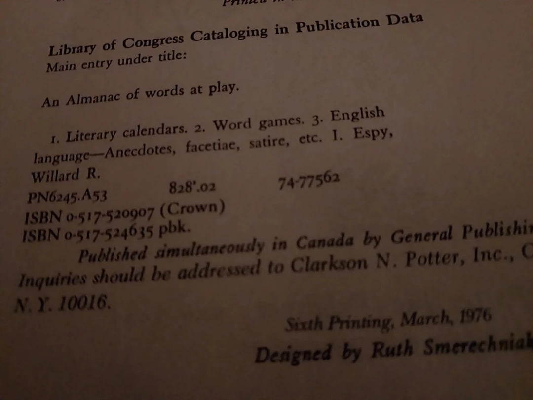 An Almanac of Words at Play by Willard R. Espy - photo 2