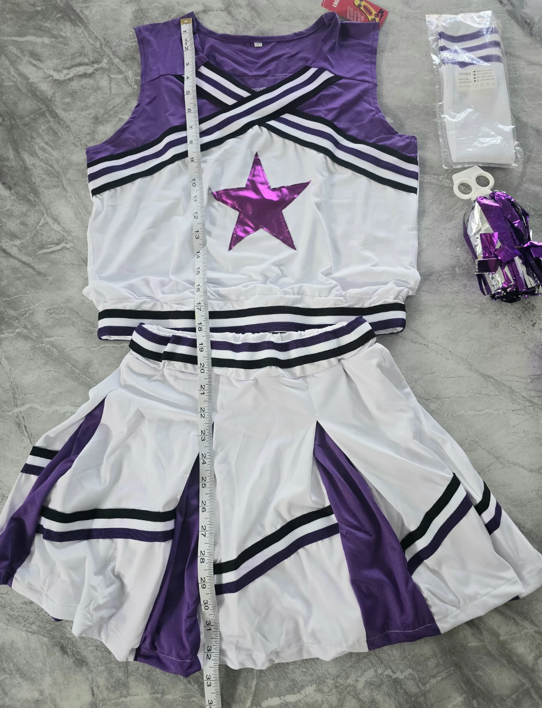 Cheerleader Costume Set - Purple and White, Size 160 - photo 3