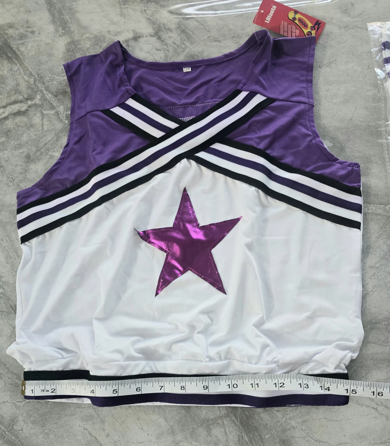 Cheerleader Costume Set - Purple and White, Size 160 - photo 4