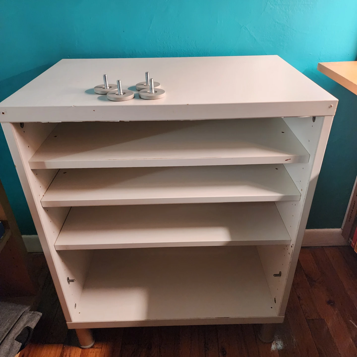 White Shelf Unit with Adjustable Feet