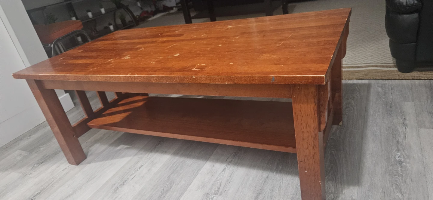 Wooden Coffee Table with Shelf - photo 2