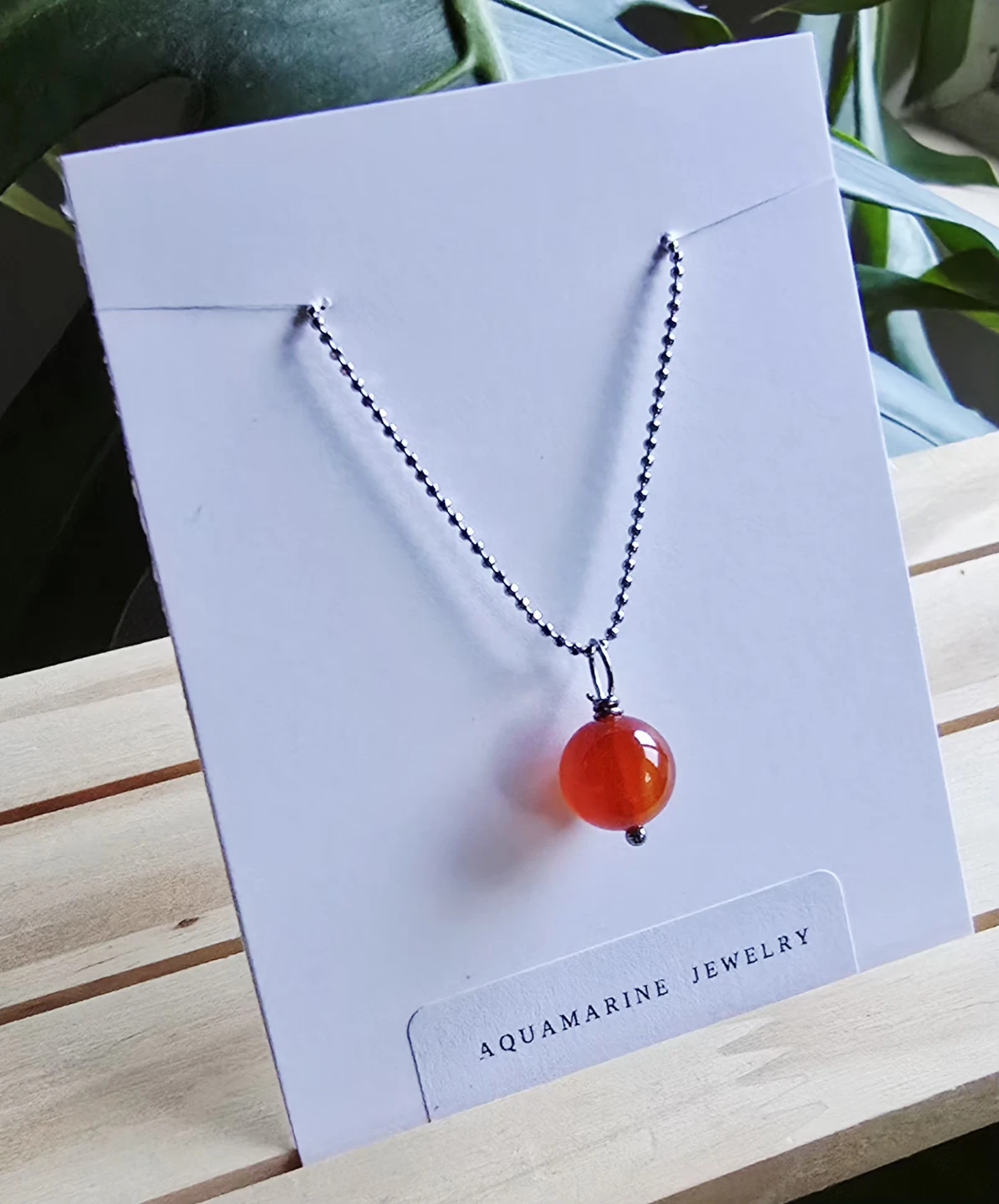 New Red Agate natural gemstone pendant with chain. - photo 2