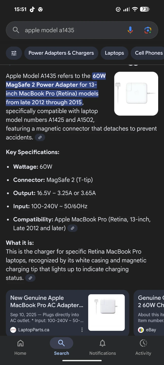 Apple 60W MagSafe 2 Power Adapter (T-Tip) - photo 3