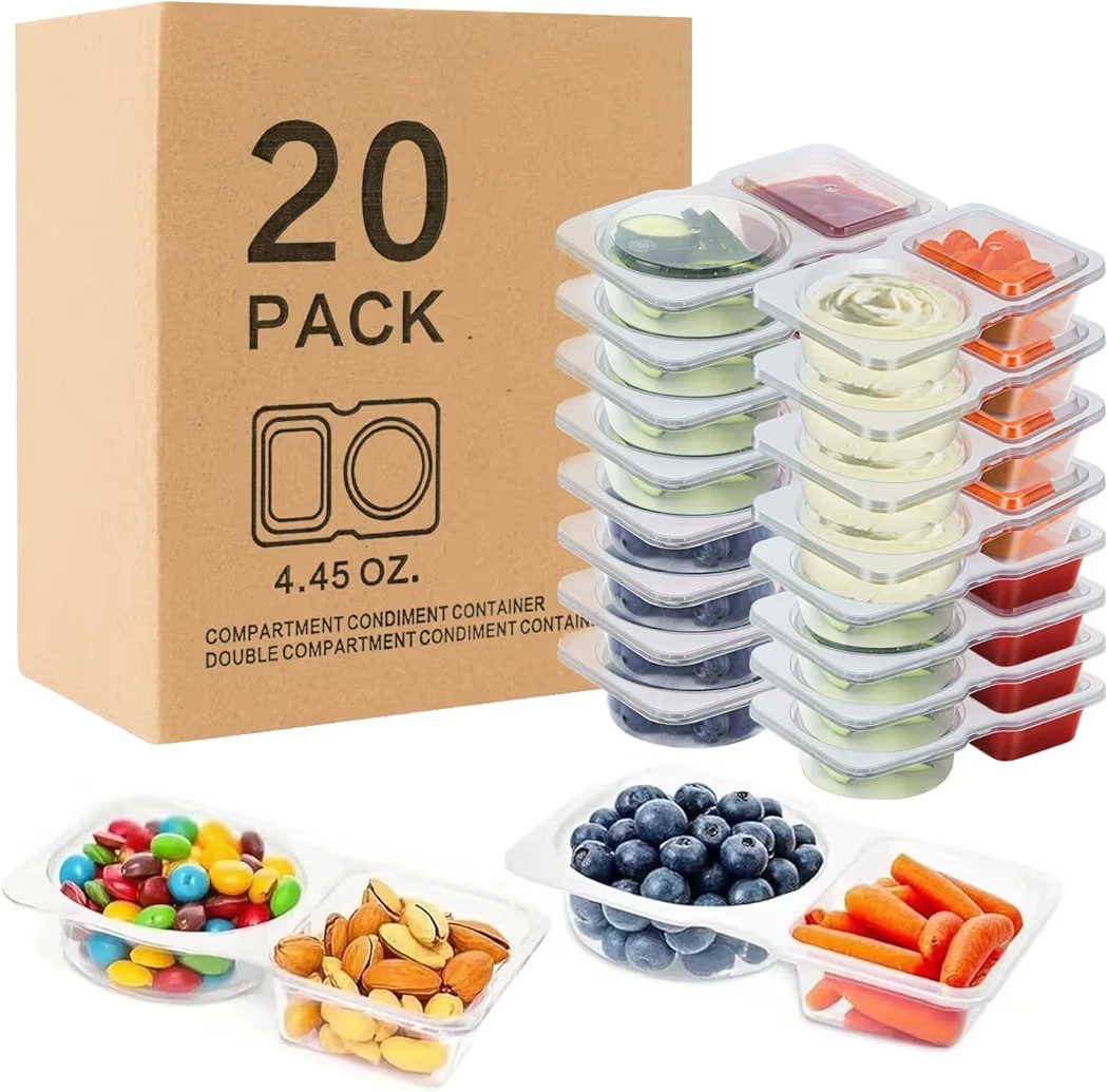 Soonsure 2 Compartment Snack Containers with Airtight Lids