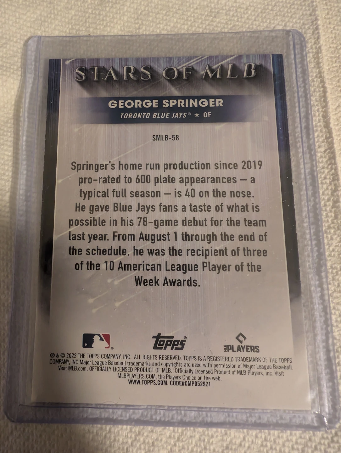 2022 Topps George Springer Stars of MLB Card - photo 2