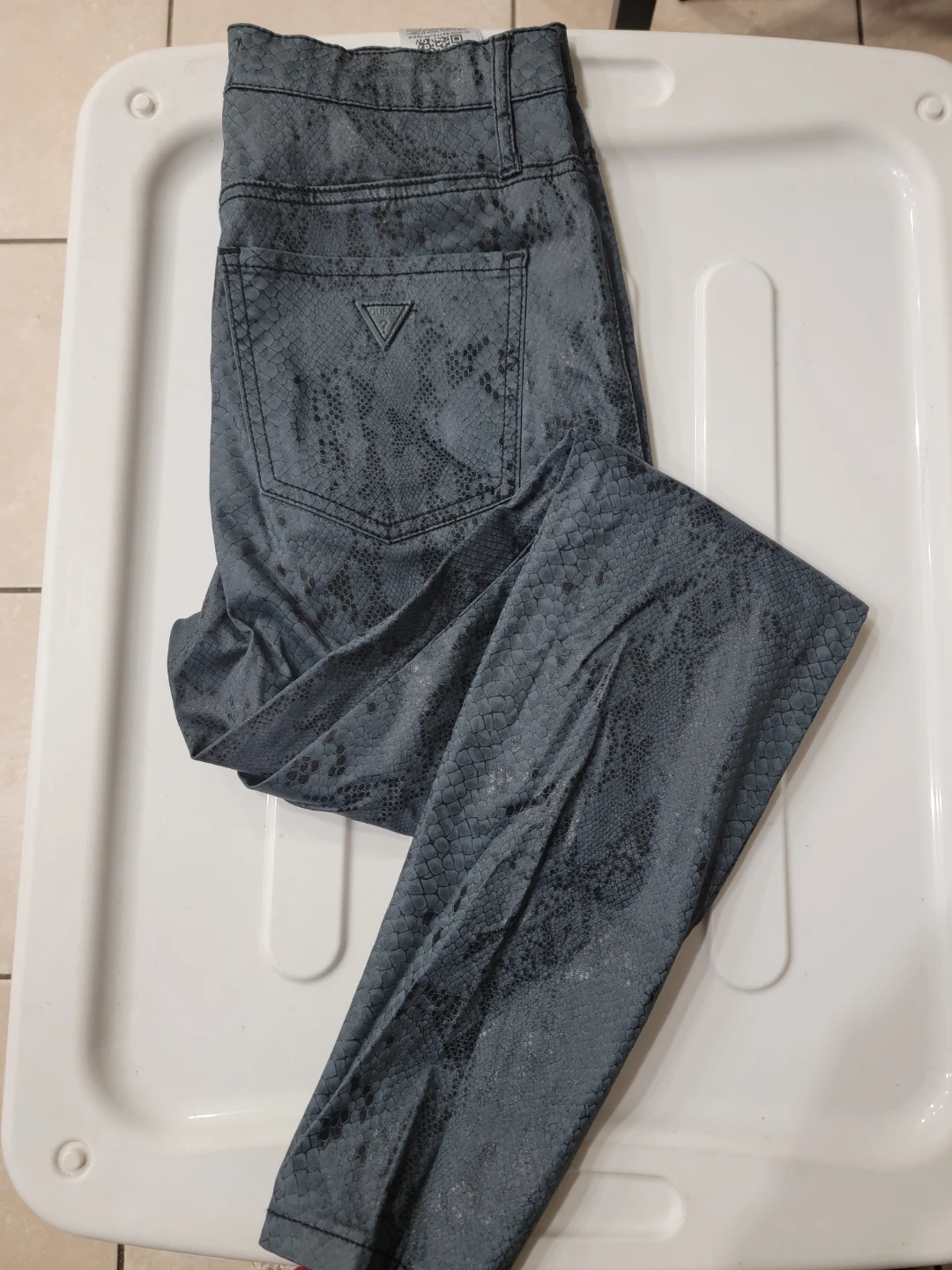 Guess Grey Snake Print Skinny Jeans