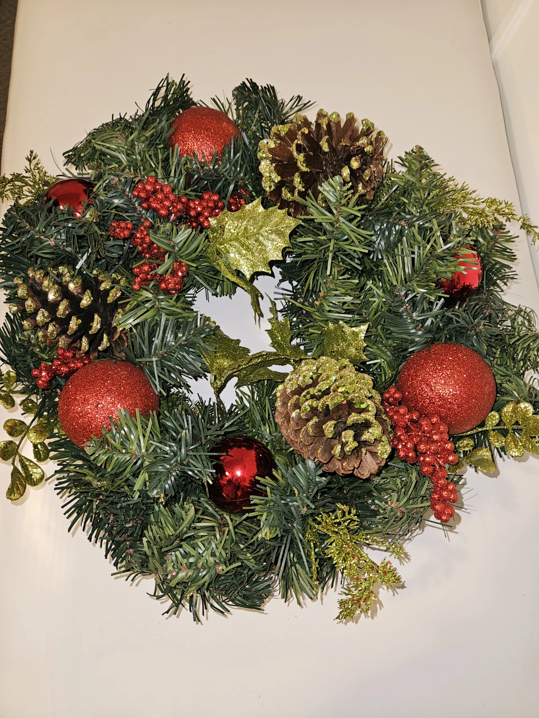 Christmas Wreath with Red Ornaments