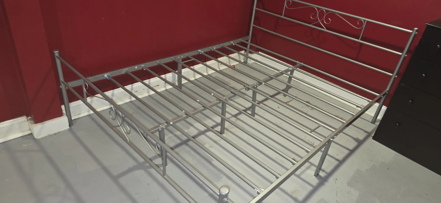 Silver Metal Bed Frame