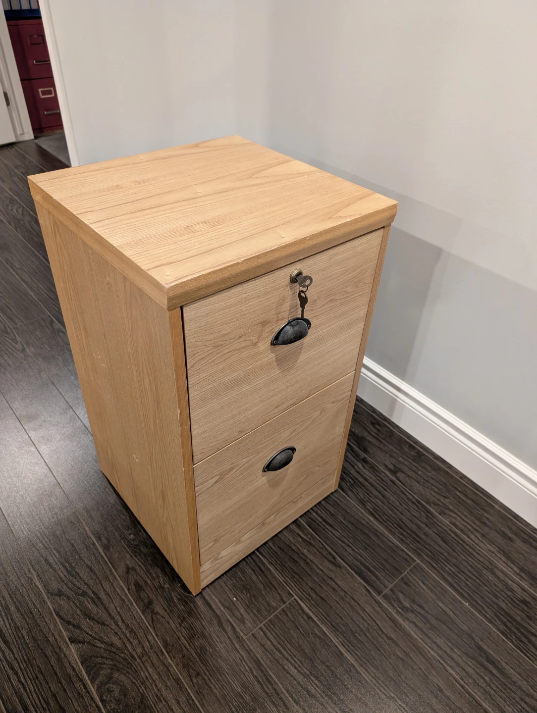 Wooden 2-Drawer Filing Cabinet with Key