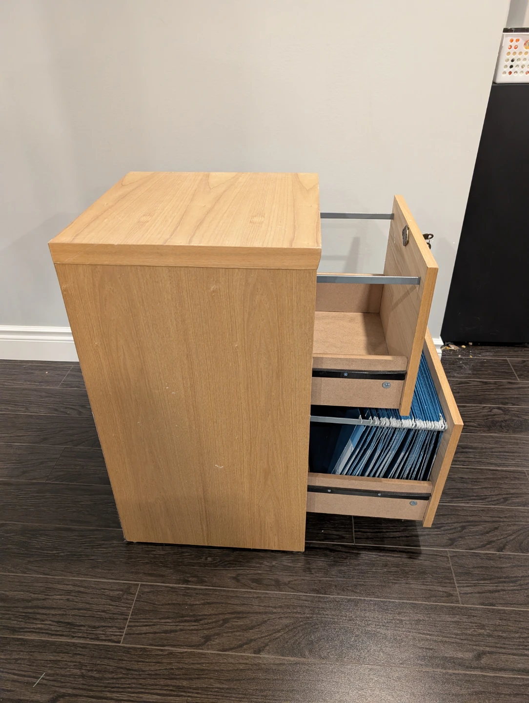 Wooden 2-Drawer Filing Cabinet with Key - photo 3