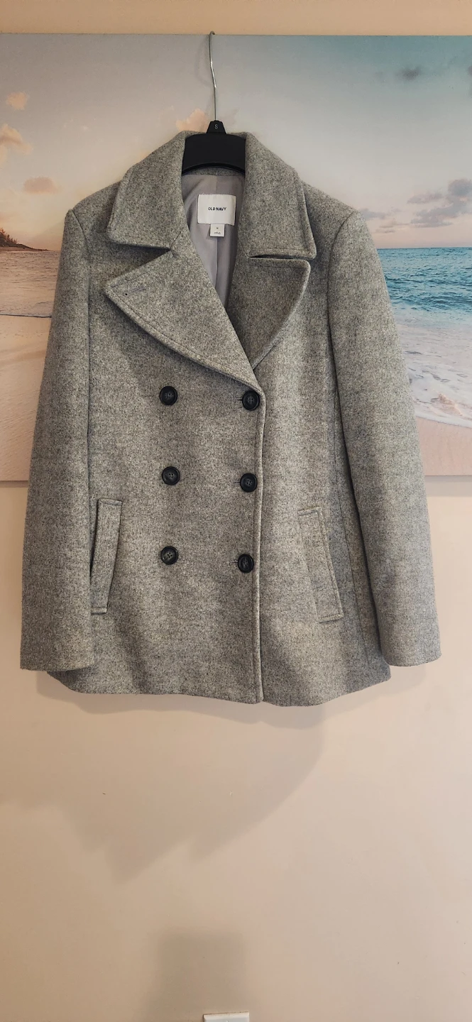 Old Navy Women's Grey Double-Breasted Peacoat