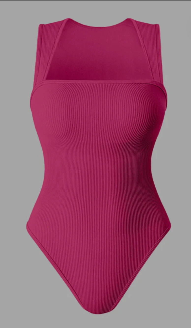 Pink Ribbed Bodysuit