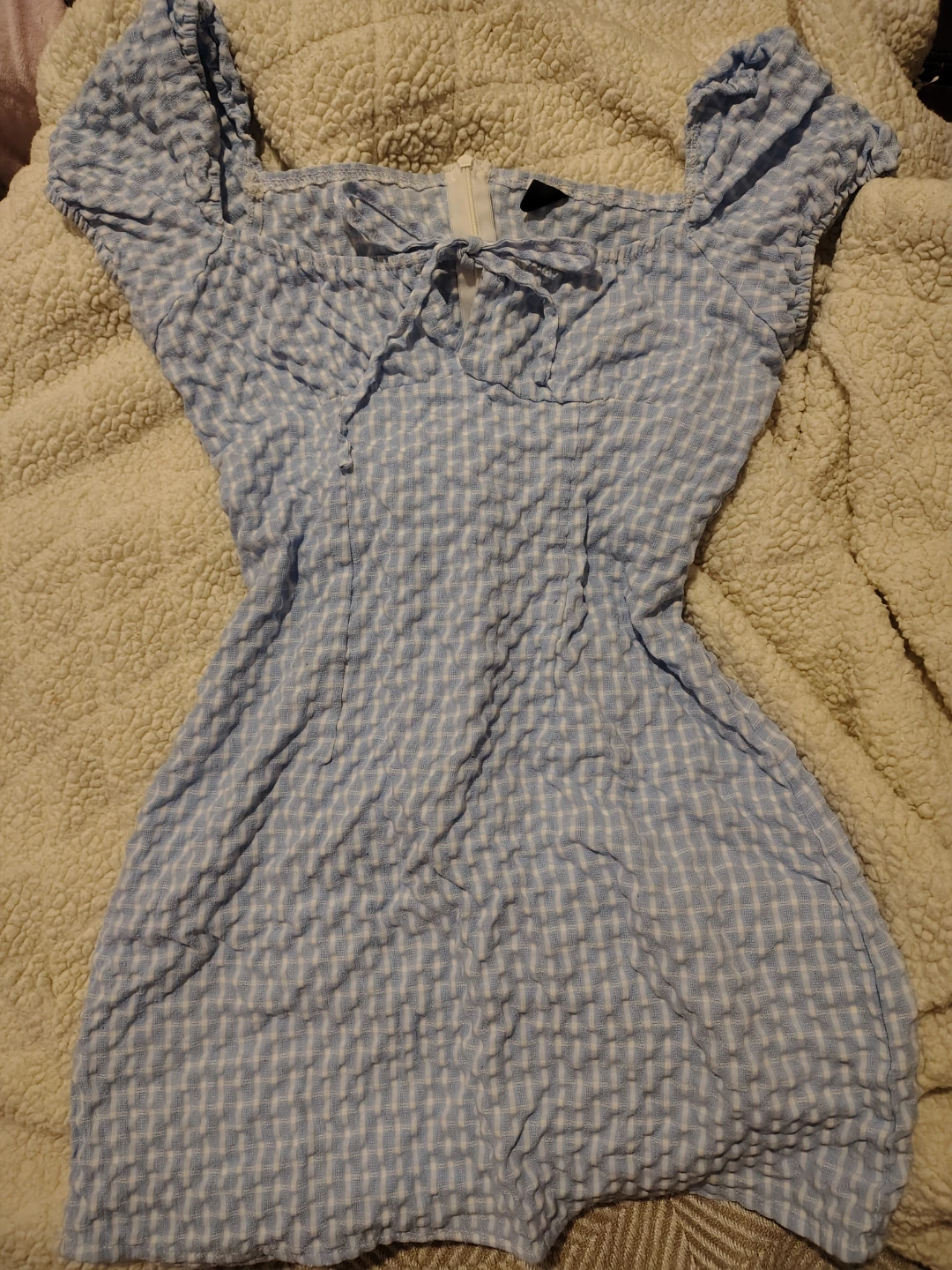 Blue Gingham Puff Sleeve Dress size 4 small