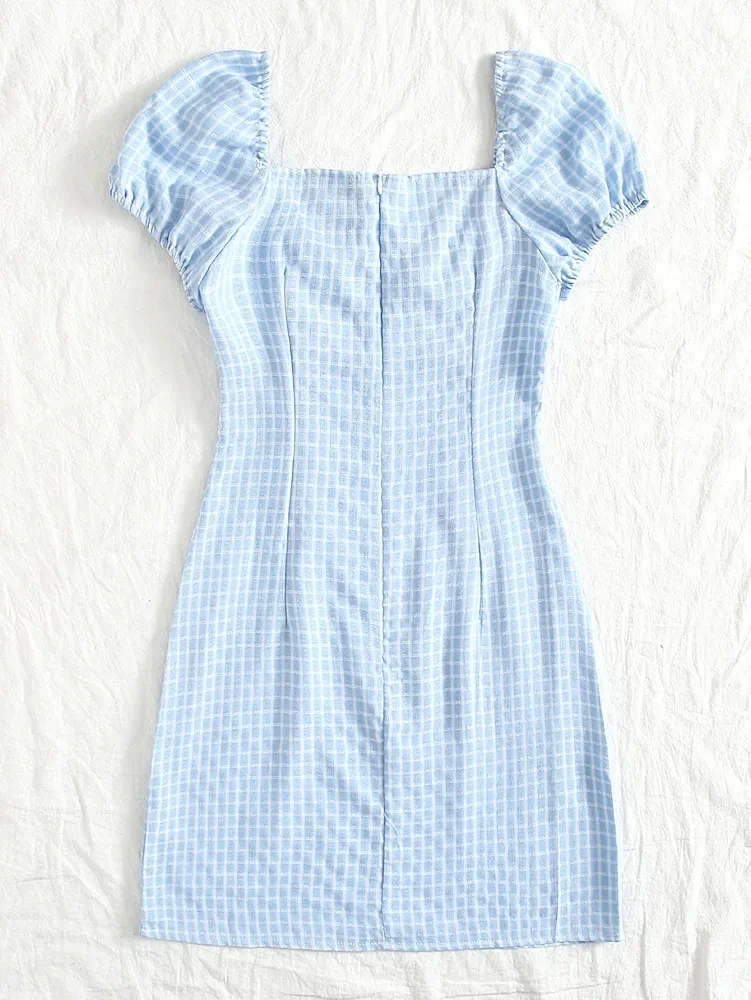 Blue Gingham Puff Sleeve Dress size 4 small - photo 3