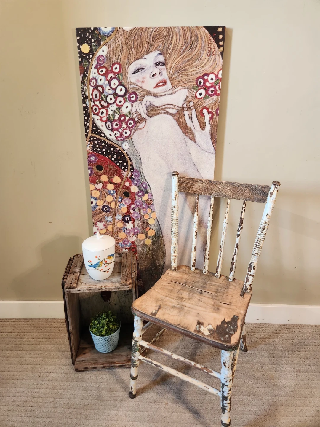 1950'S Wooden Crate Rustic Farmhouse or cottage core Style