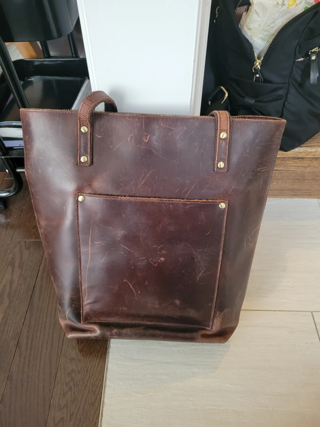 Brown Leather laptop Tote Bag
