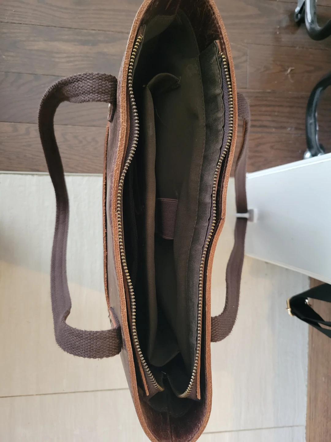 Brown Leather laptop Tote Bag - photo 3
