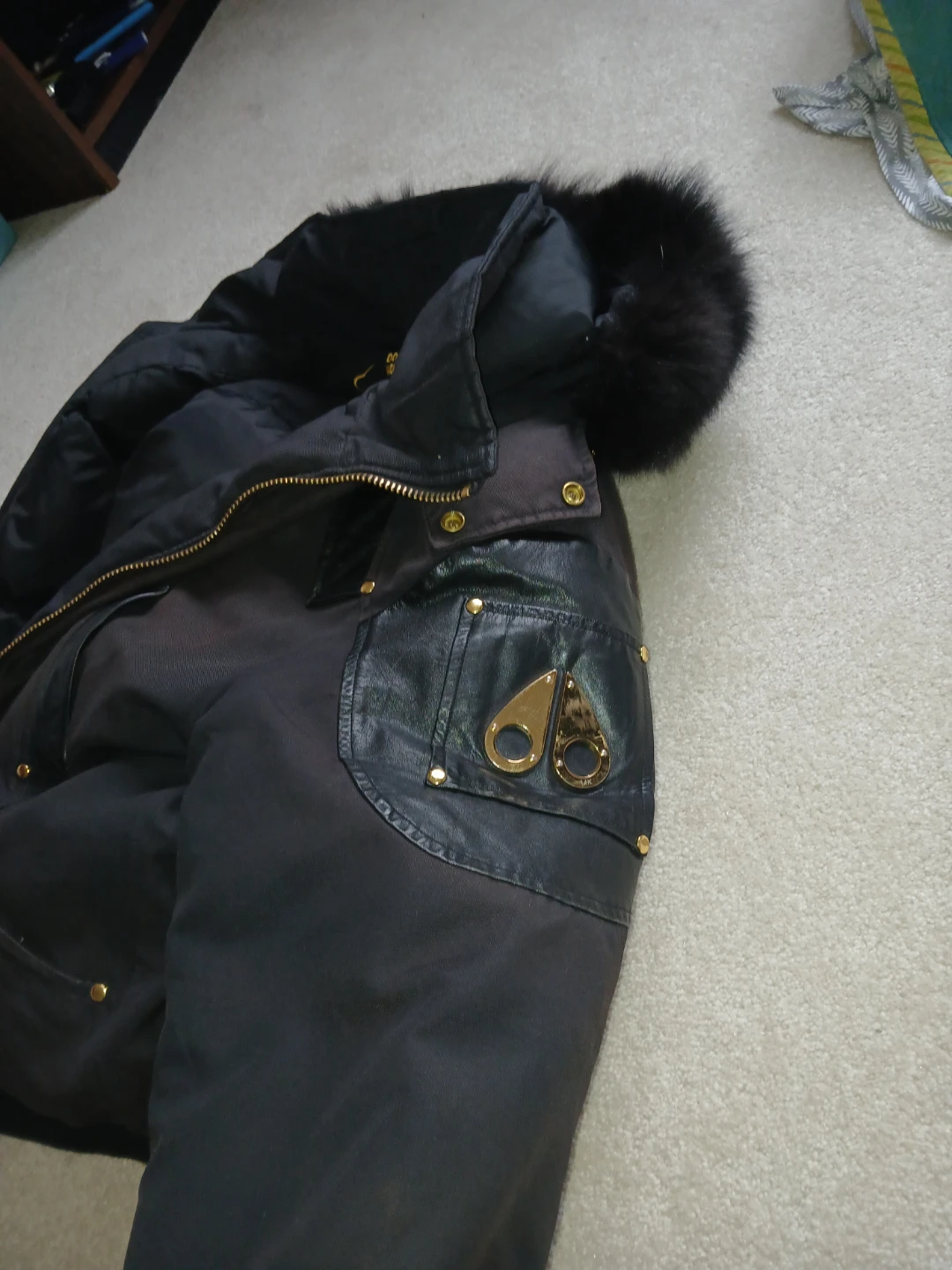 Moose Knuckles Black Down Padded Bomber Jacket - photo 3