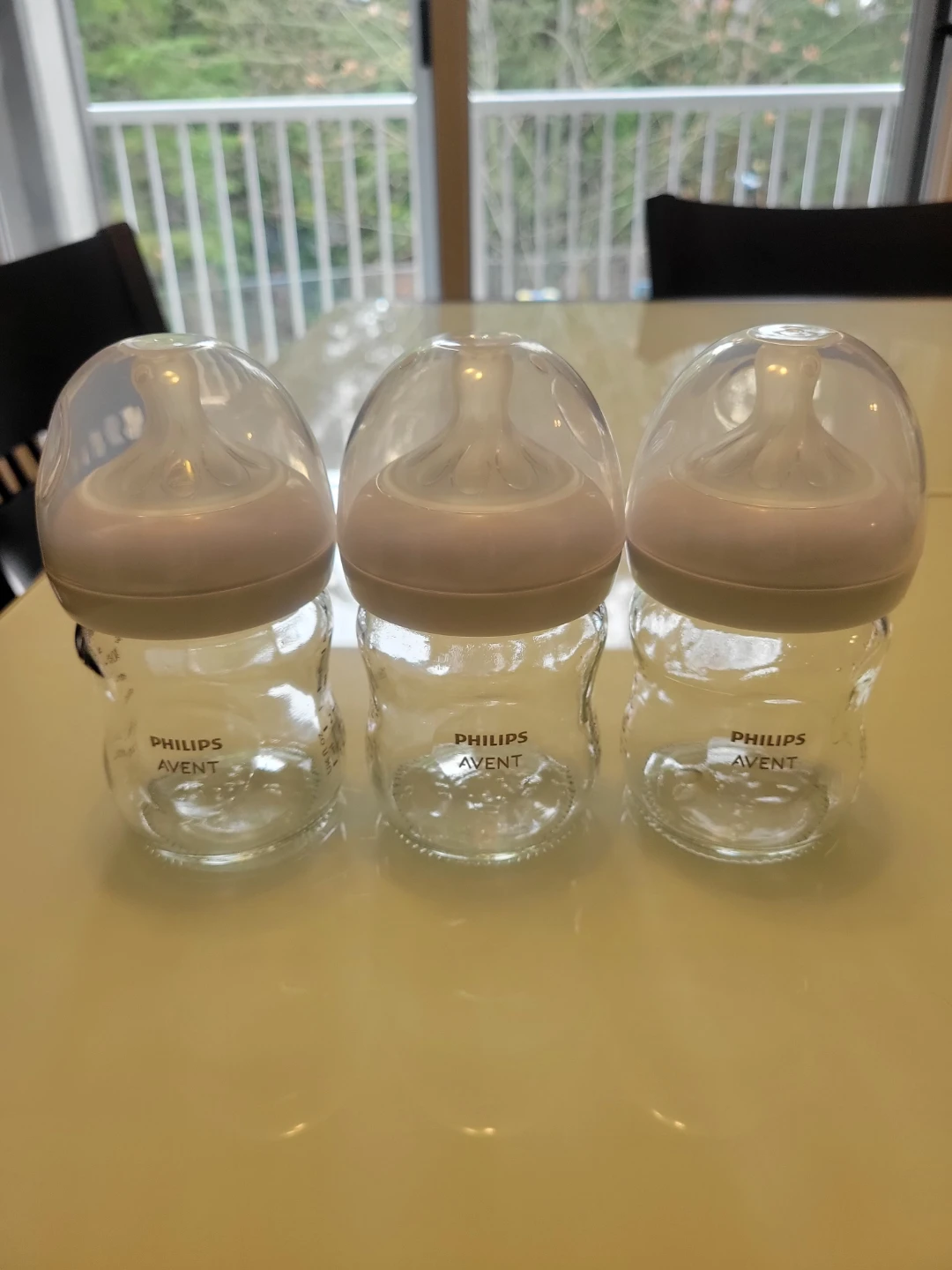 Infant glass formula bottles (5of them)
