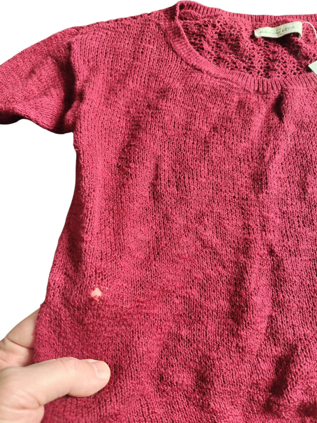 Abercrombie & Fitch Red Knit Sweater Long Sleeve Shirt Size XS - photo 5