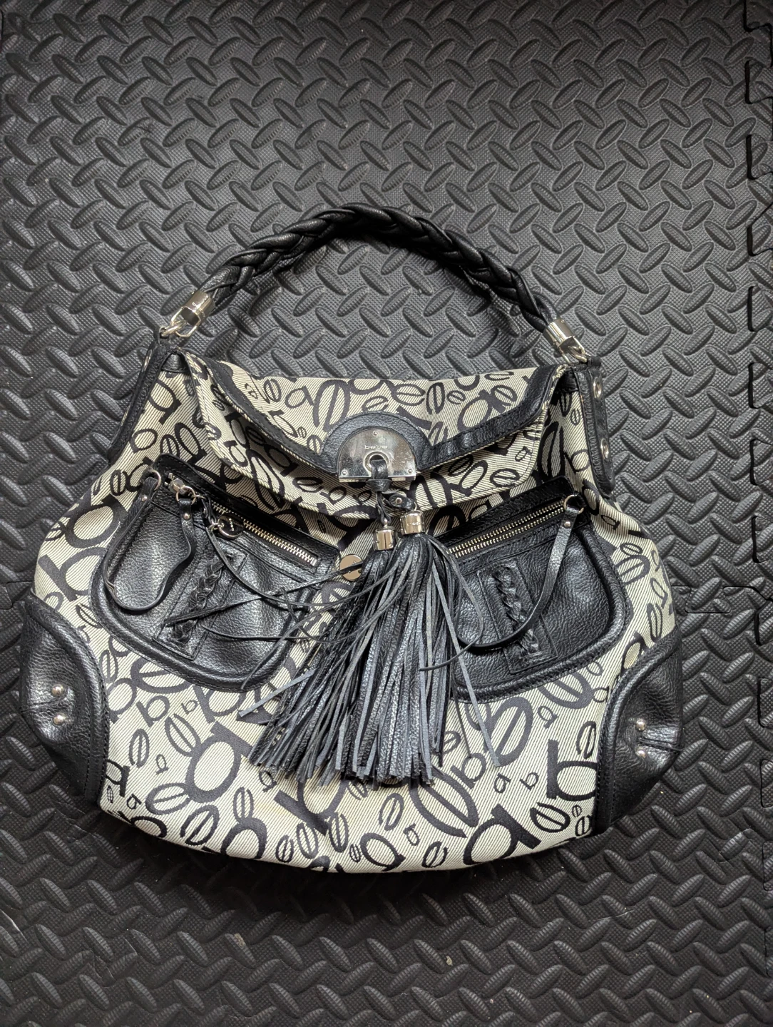 Bebe Black & White Print Handbag