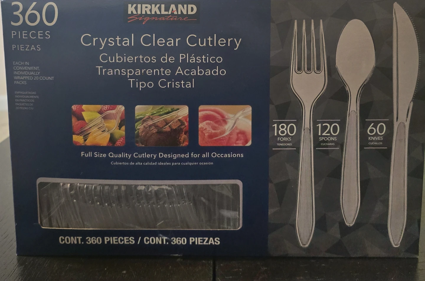 Kirkland Signature Crystal Clear Cutlery - 360 Pieces