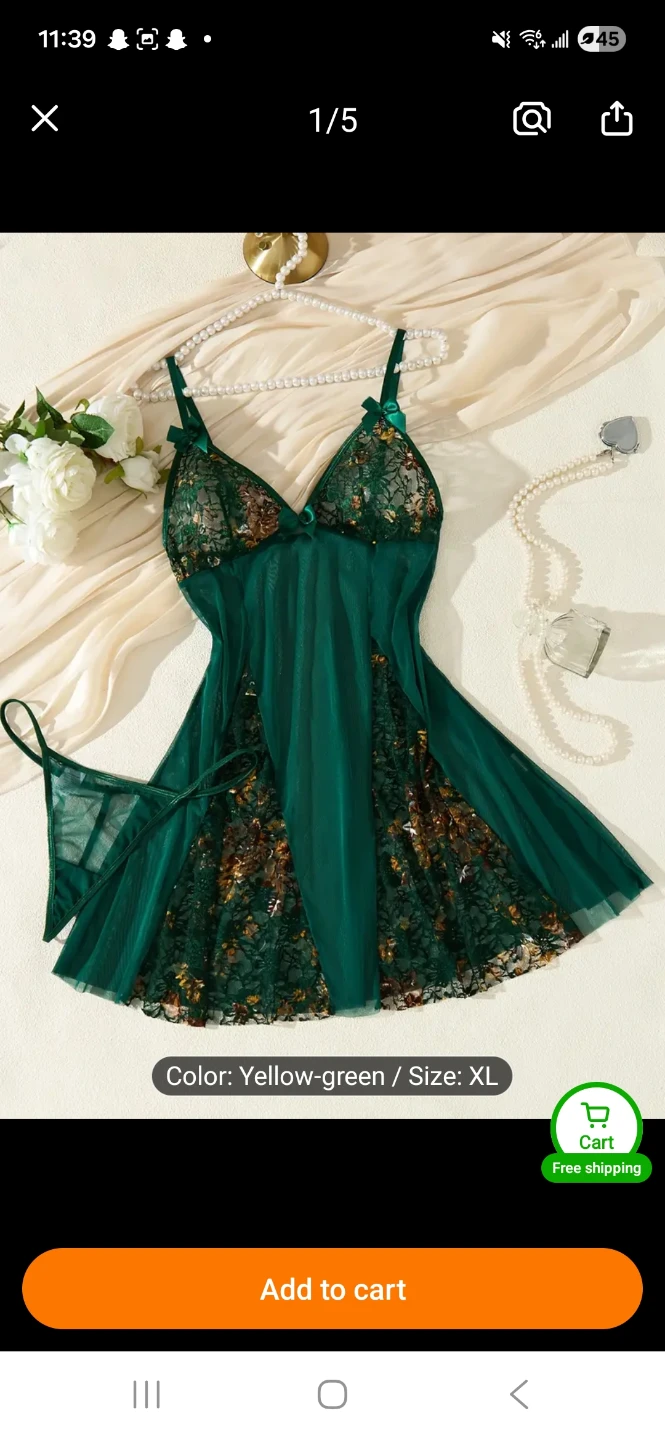 Yellow-Green Lingerie Set - Size XL