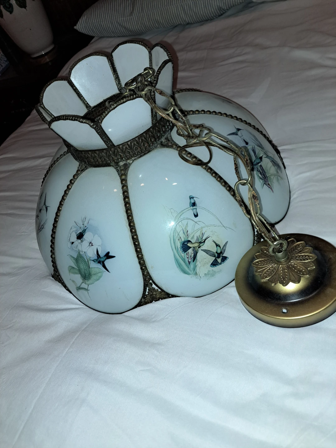 Vintage Floral Hummingbird ceiling fixture