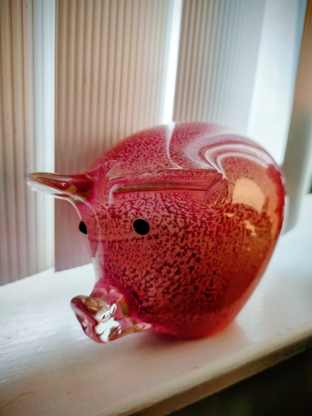 Pink Glass Piggy Bank