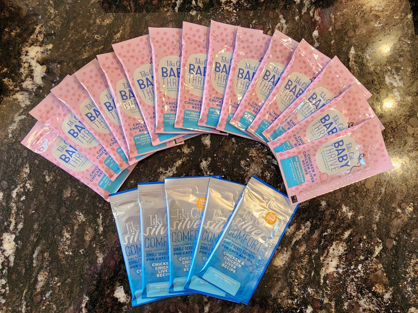 24 Tiki Cat Baby Thrive, Senior Thrive & Catit Cat Treats