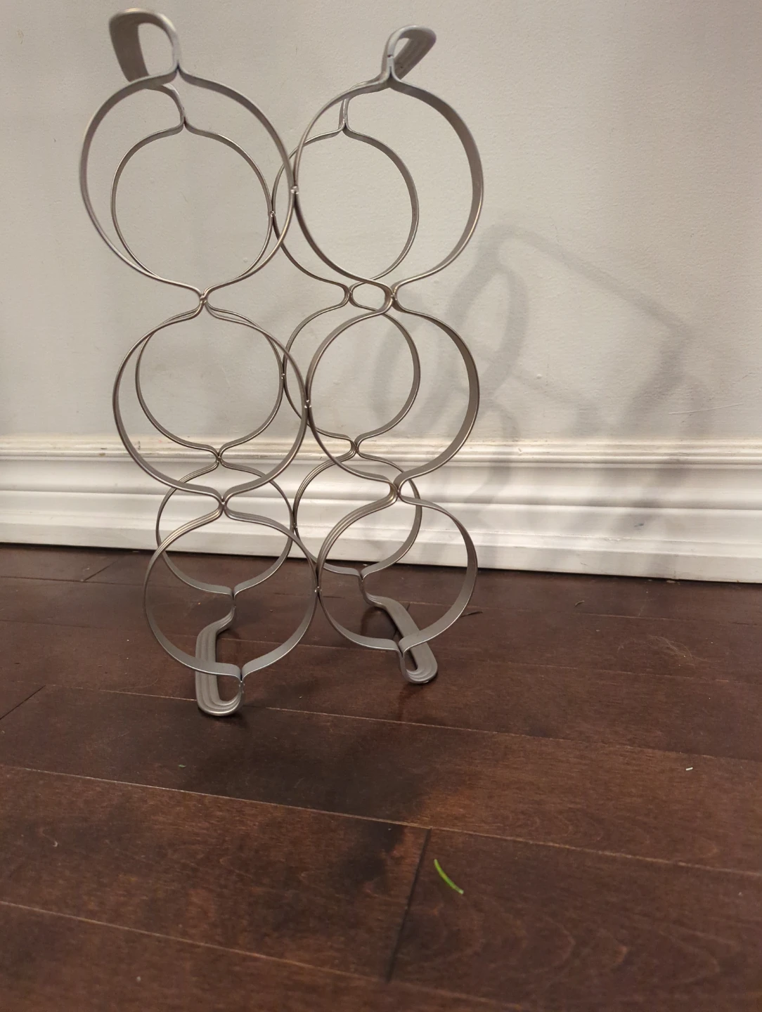 Silver Metal Wine Rack - Holds 6 Bottles
