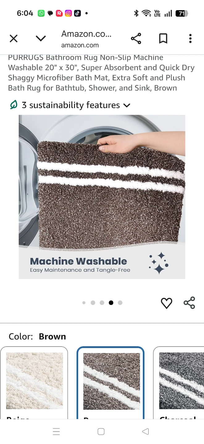 PURRUGS 20" x 30" Bath Mat - Brown - photo 3