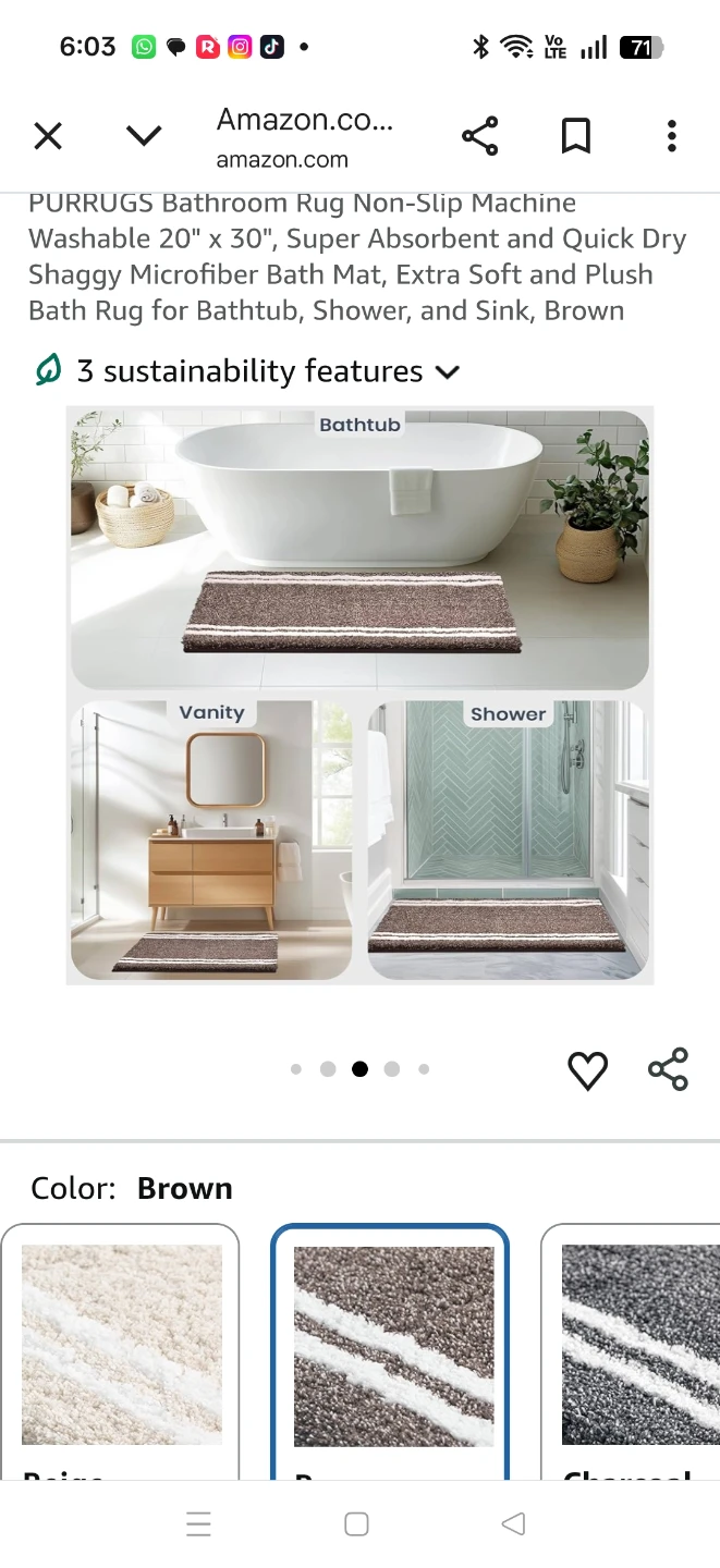 PURRUGS 20" x 30" Bath Mat - Brown - photo 4