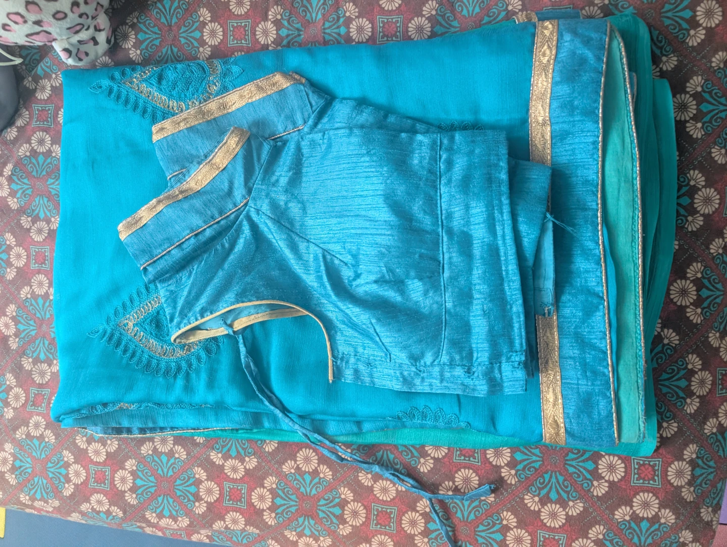 Turquoise Saree with Blouse