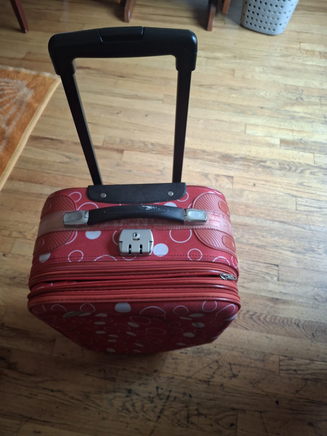 Red Carry-On Suitcase with White Circles