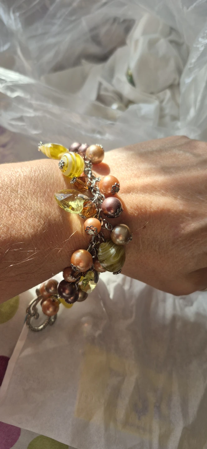 Charm Bracelet - Brown, Yellow, Green Beads - photo 2