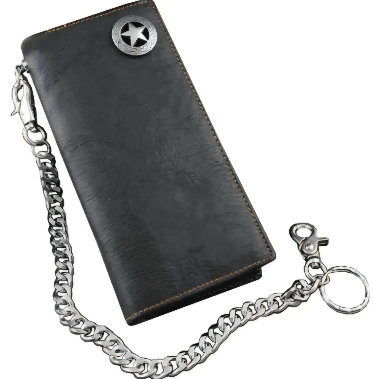 Men's Leather Wallet with 🌟 Concho Buckle &  Biker's Chain.