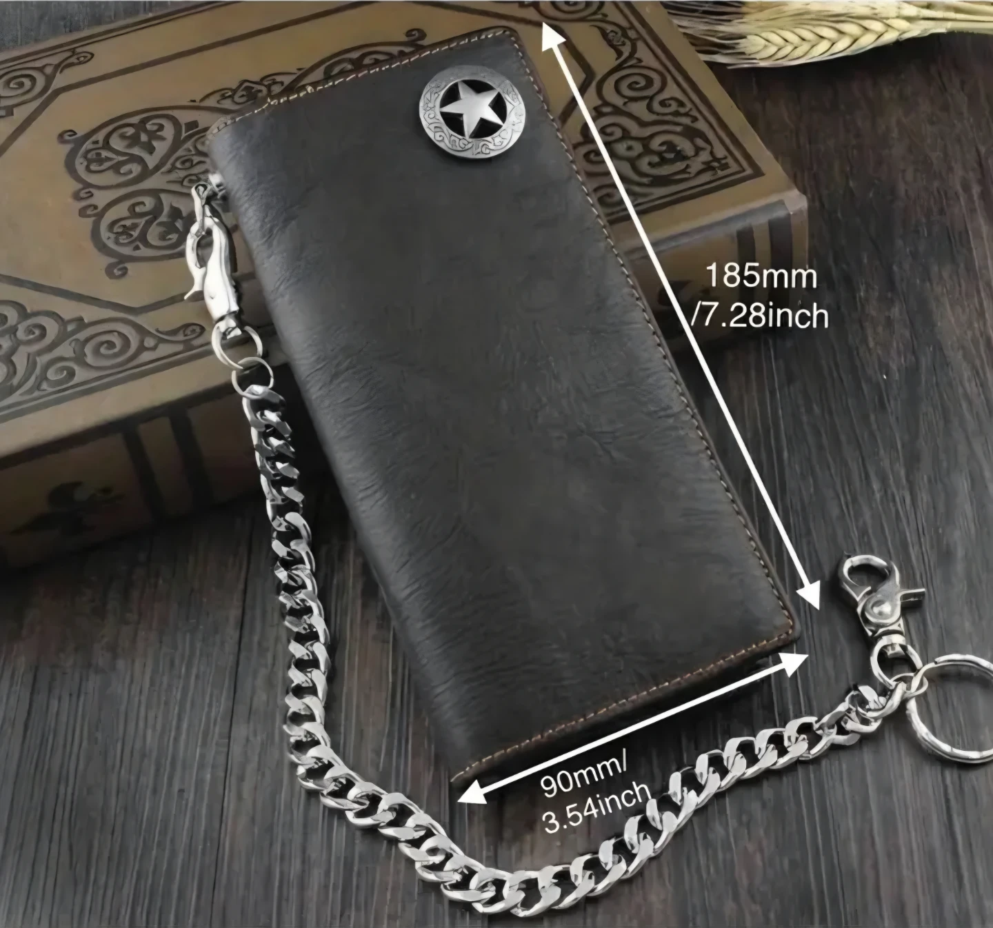 Men's Leather Wallet with 🌟 Concho Buckle &  Biker's Chain. - photo 3