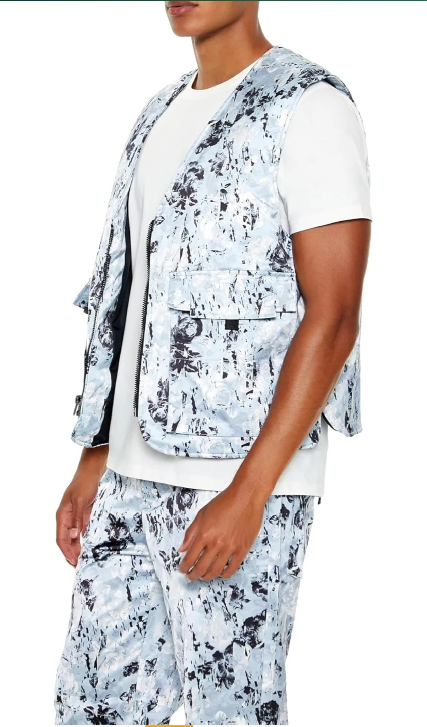 Forever 21 Men’s Abstract Print Cargo Vest, Small & Large - photo 2