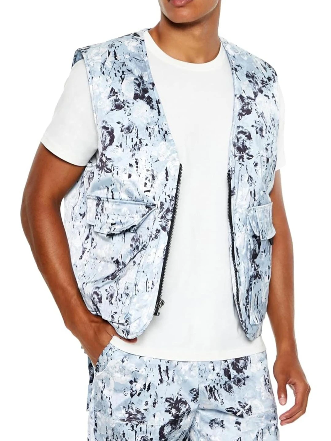 Forever 21 Men’s Abstract Print Cargo Vest, Small & Large - photo 5