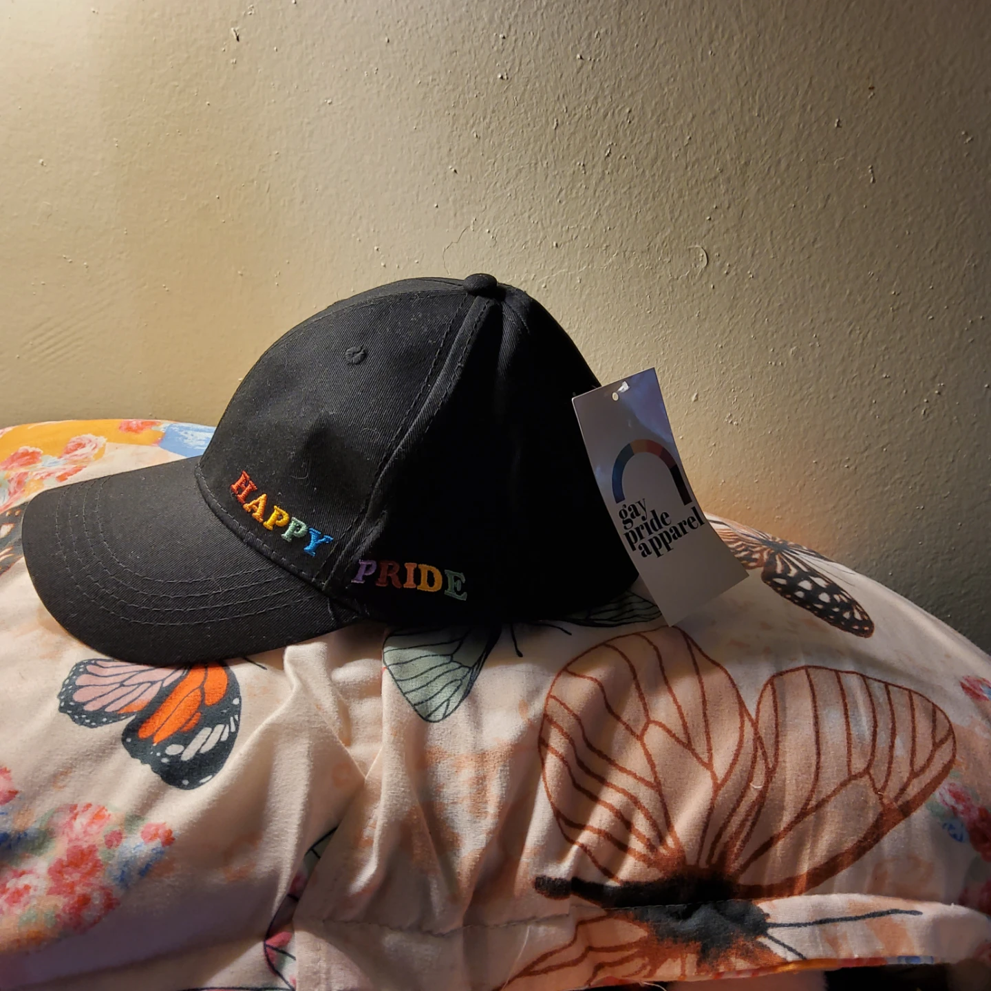 Gay Pride Apparel Black "Happy Pride" Embroidered Baseball Cap - photo 4