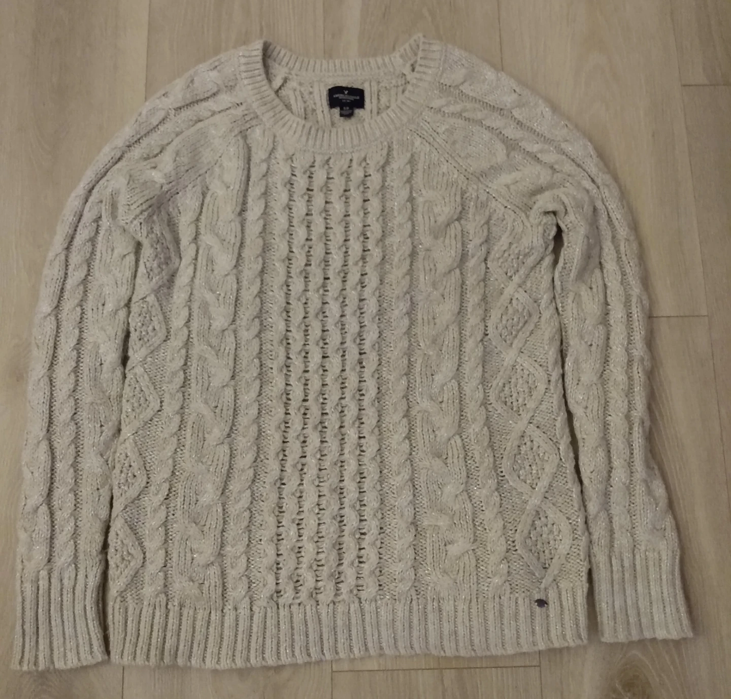 American Eagle Outfitters Silver Cable Knit Sweater