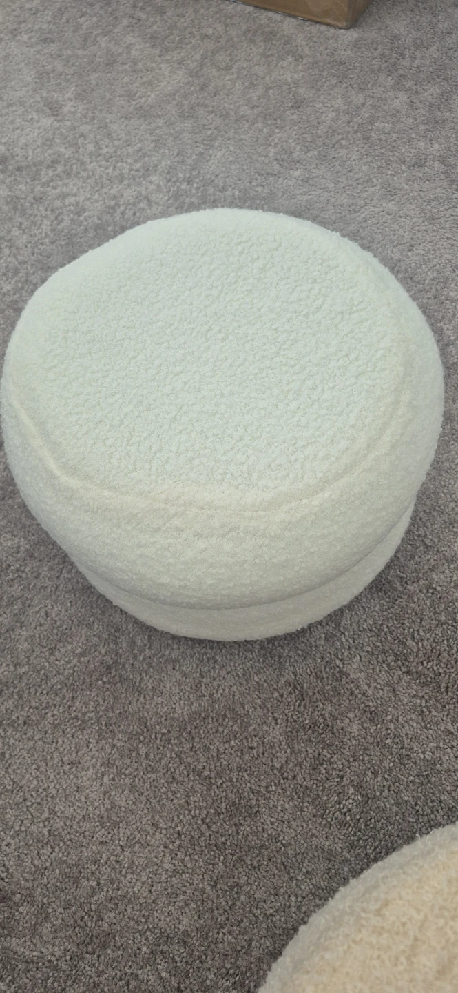 Small Round Boucle Ottoman - Ivory - photo 4