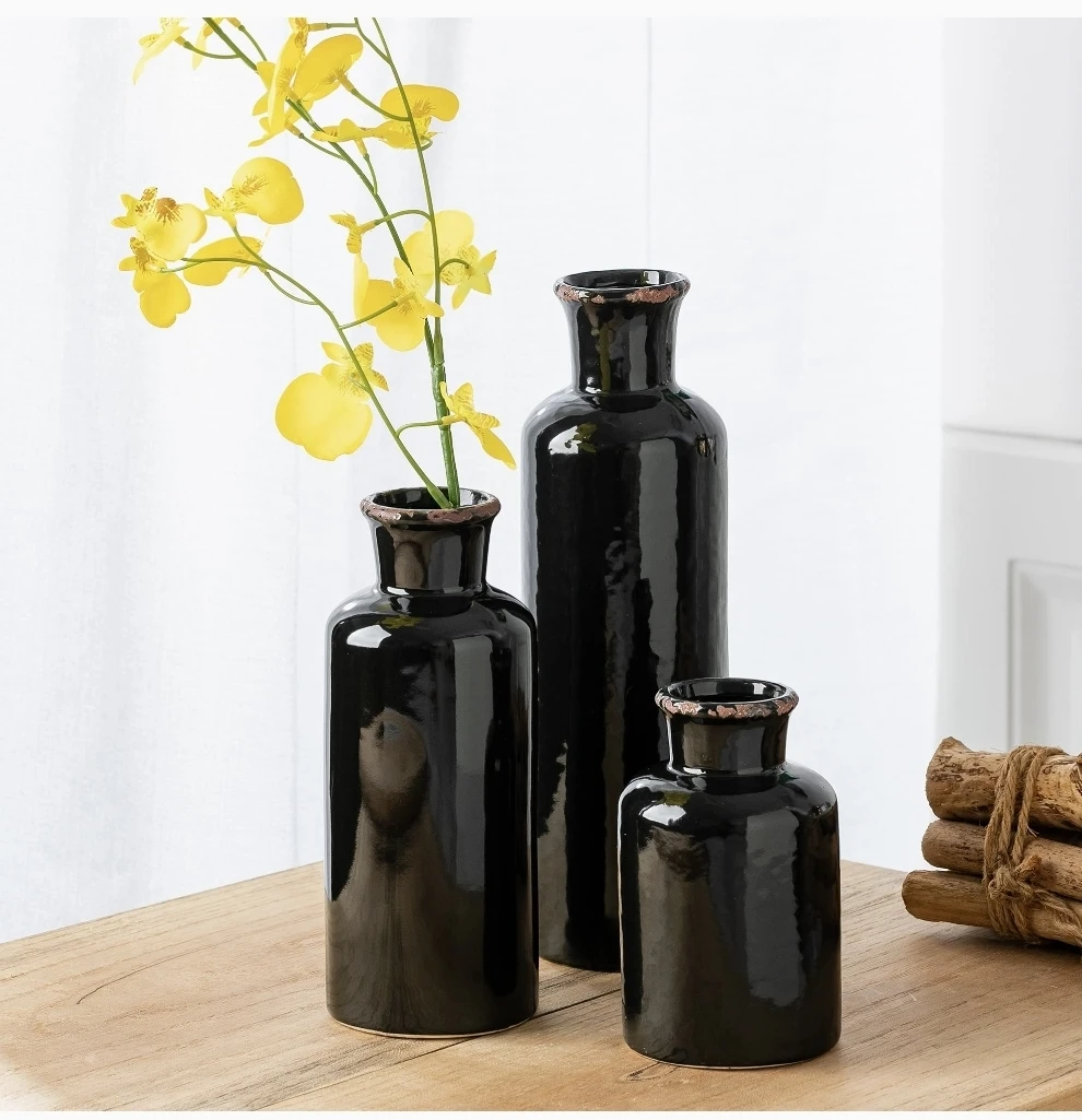 🥕Black Decorative Vases x3 - photo 2