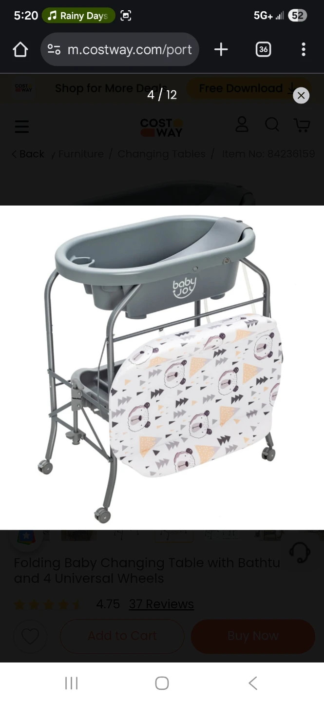 Baby Joy Folding Baby Changing Table with Bathtub - photo 2