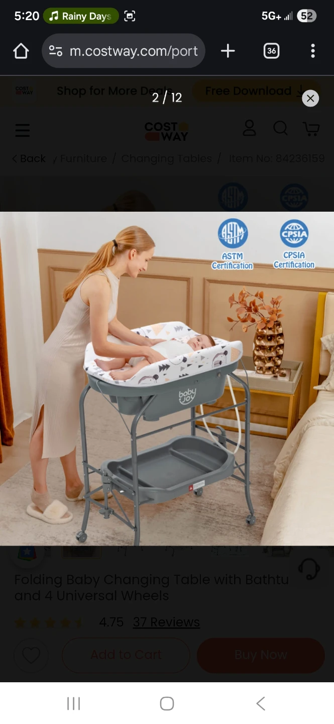 Baby Joy Folding Baby Changing Table with Bathtub - photo 3